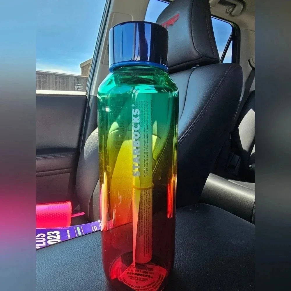 Starbucks Ombre Rainbow Glass Water Bottle Summer